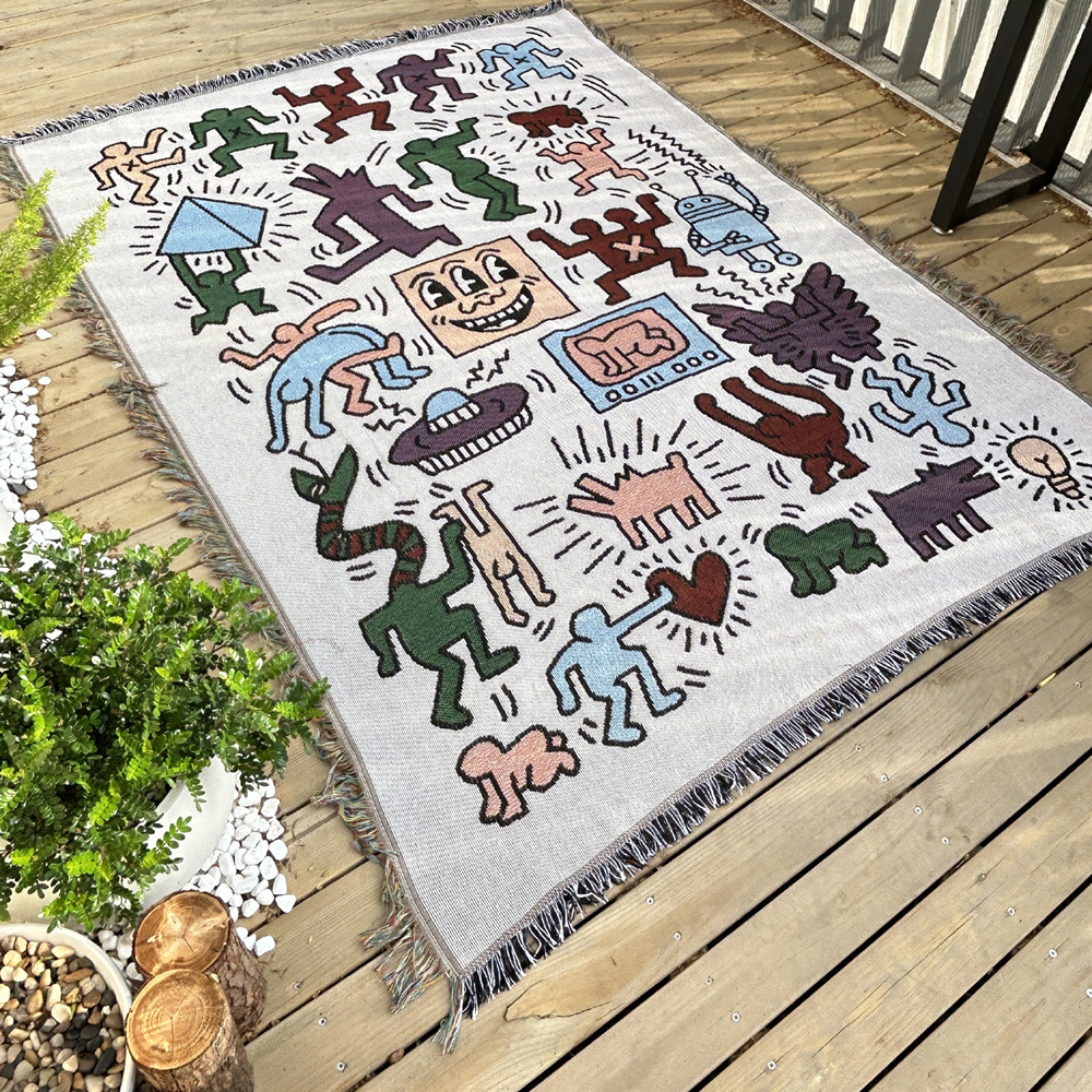 V888-ELOSUNG10355-206362-00 2pcs pack set 180*130cm Bohemian Picnic Blanket, Waterproof Camping Blanket, Outdoor Rug for Camping, Picnic, Beach - Image 1
