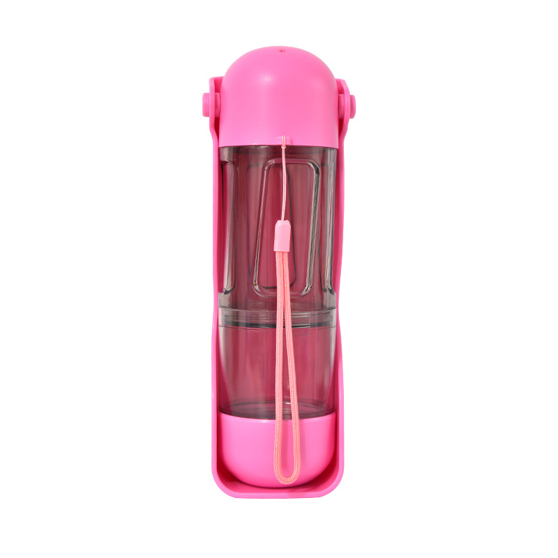 V888-ELOSUNG10437-205332-00 2-in-1 Portable Pet Water and Food Bottle - Leak-Proof Design with Water Lock and Easy Dispenser,300ml Water+200ml food feeder Blue Colour - Image 1
