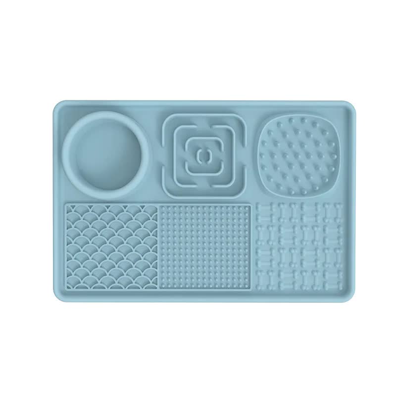 V888-ELOSUNG10448-205336-00 Multi-Functional Slow Feeder Mat for Dogs- Anti-Slip Lick Pad with Multiple Textures Rectangle 2PCS (Blue & Black) - Image 1