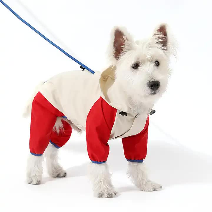 V888-ELOSUNG10473-204650-00 Waterproof Dog Raincoat with Hidden Leash Hole - Windproof and Comfortable for Outdoor Walks, Size:S (Back Length 20cm/7.87in, Bra 31cm/12.20in) White - Image 1