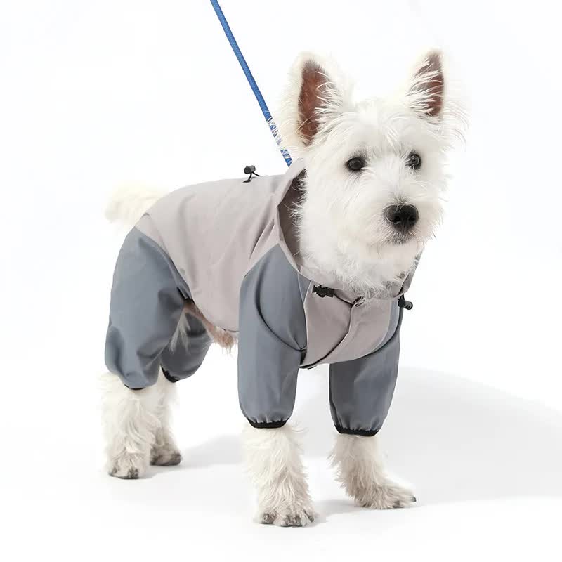 V888-ELOSUNG10488-204635-00 Waterproof Dog Raincoat with Hidden Leash Hole - Windproof and Comfortable for Outdoor Walks, Size:XXL (Back Length 39cm/15.35in, Bra 55cm/21.65in) Grey - Image 1