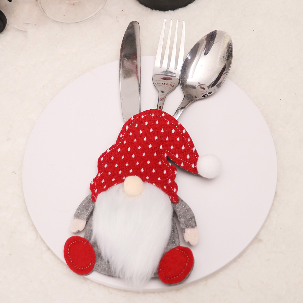 V888-ELOSUNG10515-205518-00 Christmas Gnome Cutlery Holder - Festive Silverware Bag for Holiday Table Decor 10 pieses - Image 1