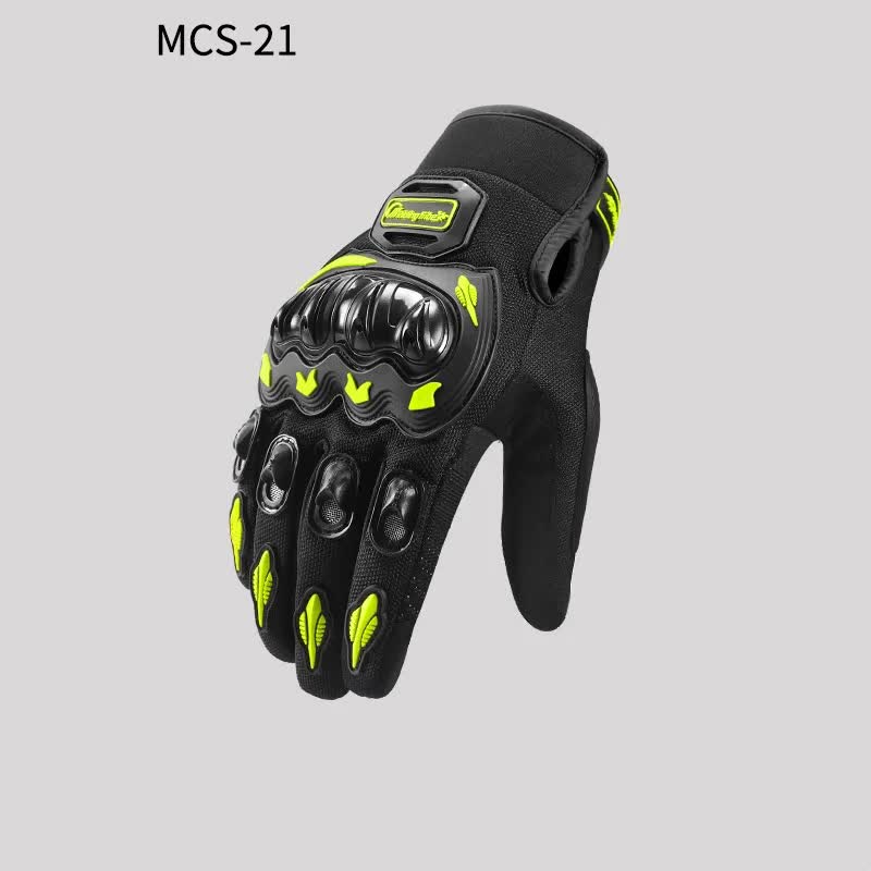 V888-ELOSUNG10559-205780-00 High-Performance Motorcycle Riding Gloves with Hard Knuckle Protection - Anti-Slip, Touchscreen Compatible, Neon Accents (Green,L size) - Image 1