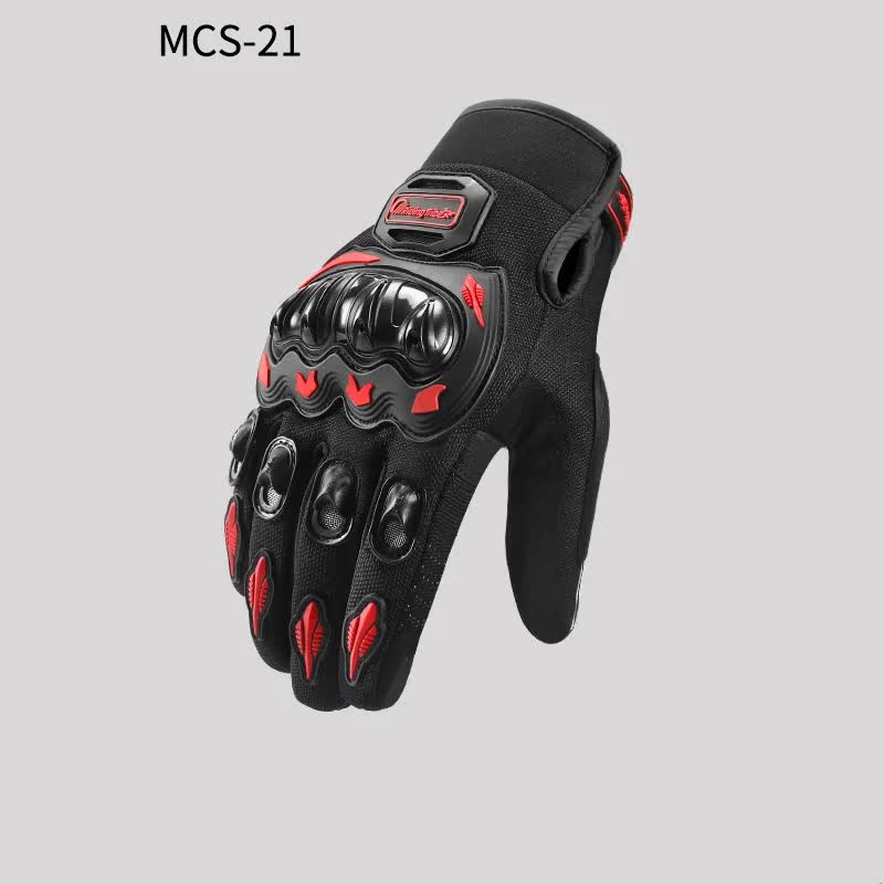 V888-ELOSUNG10569-205770-00 High-Performance Motorcycle Riding Gloves with Hard Knuckle Protection - Anti-Slip, Touchscreen Compatible, Neon Accents (Red,XXL size) - Image 1