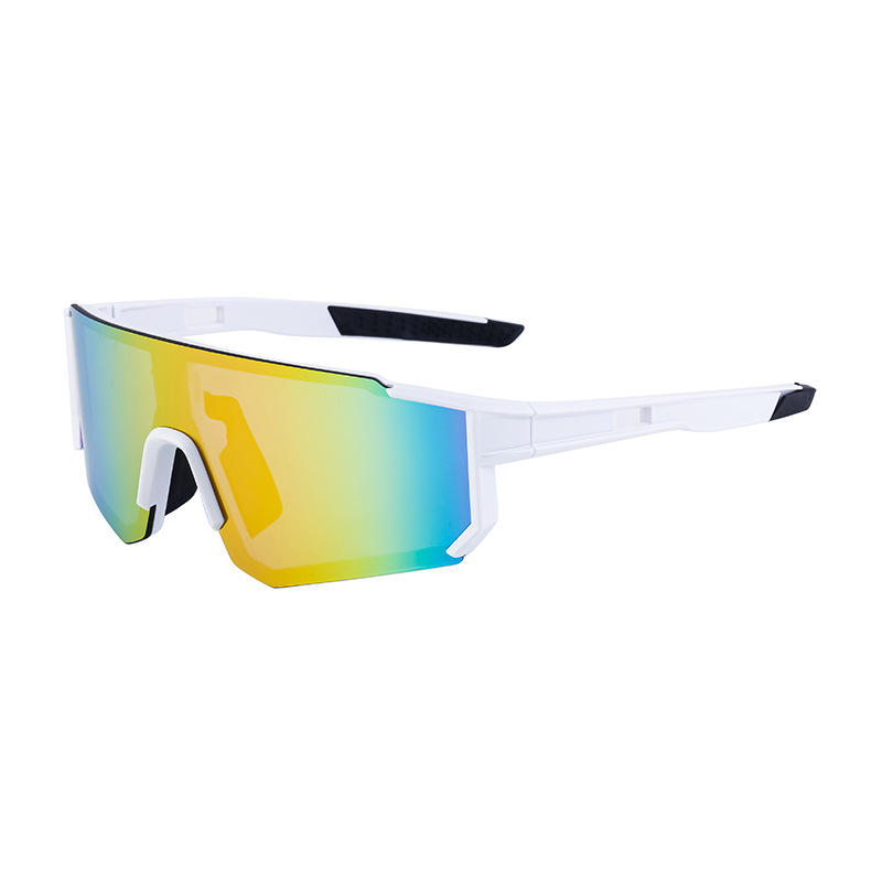 V888-ELOSUNG10583-205535-00 White Frame Sports Sunglasses with Rainbow Mirrored Lens | UV400 Multi-Sport Eyewear - Image 1