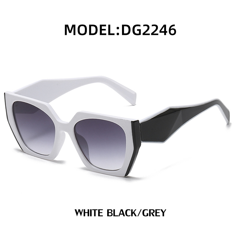 V888-ELOSUNG10589-205529-00 Bold Oversized White Black Frame Grey Lens Sunglasses | UV400 Designer Fashion Shades - Image 1