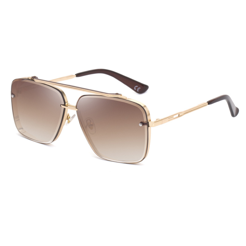 V888-ELOSUNG10594-205758-00 Gold Square Sunglasses,Fashionable Men's Metal, UV400 Gradient Lenses for Timeless Style - Image 1