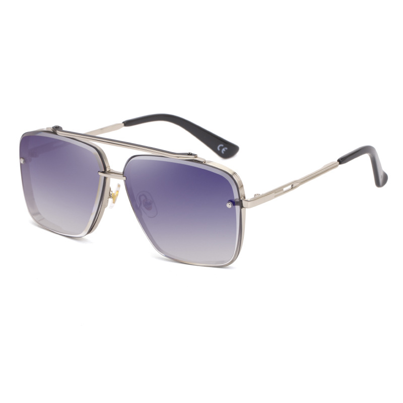 V888-ELOSUNG10595-205757-00 Outer Blue Square Sunglasses,Fashionable Men's Metal, UV400 Gradient Lenses for Timeless Style - Image 1