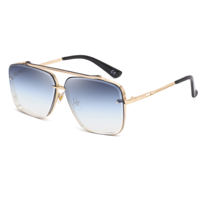 V888-ELOSUNG10596-205756-00 Gredual Blue Square Sunglasses,Fashionable Men's Metal, UV400 Gradient Lenses for Timeless Style - Image 1