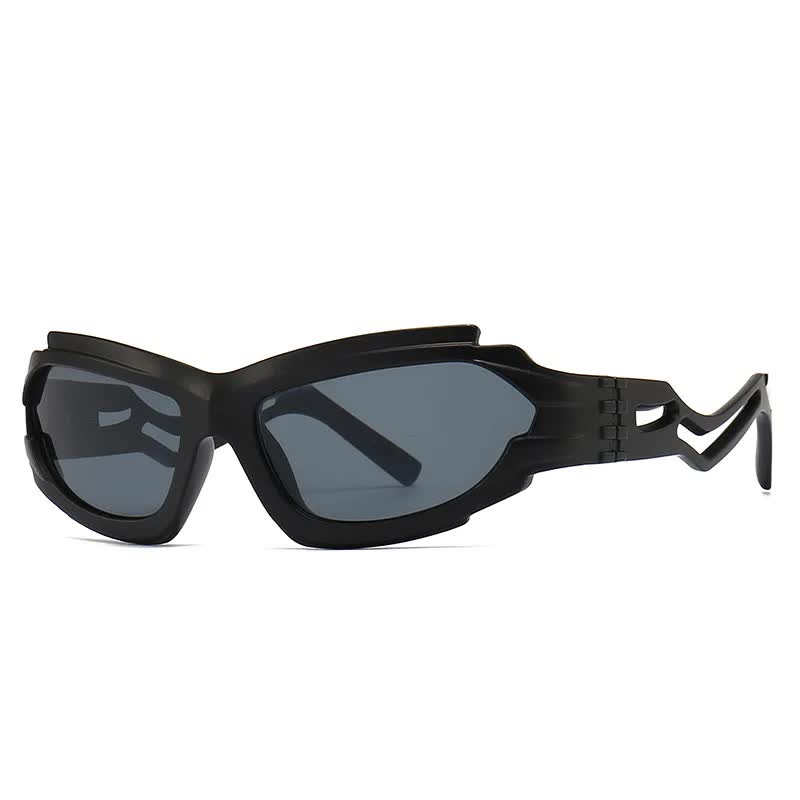 V888-ELOSUNG10718-205740-00 Futuristic Sports Wrap Man Sunglasses - Bold Black Frames with UV Protection - Image 1