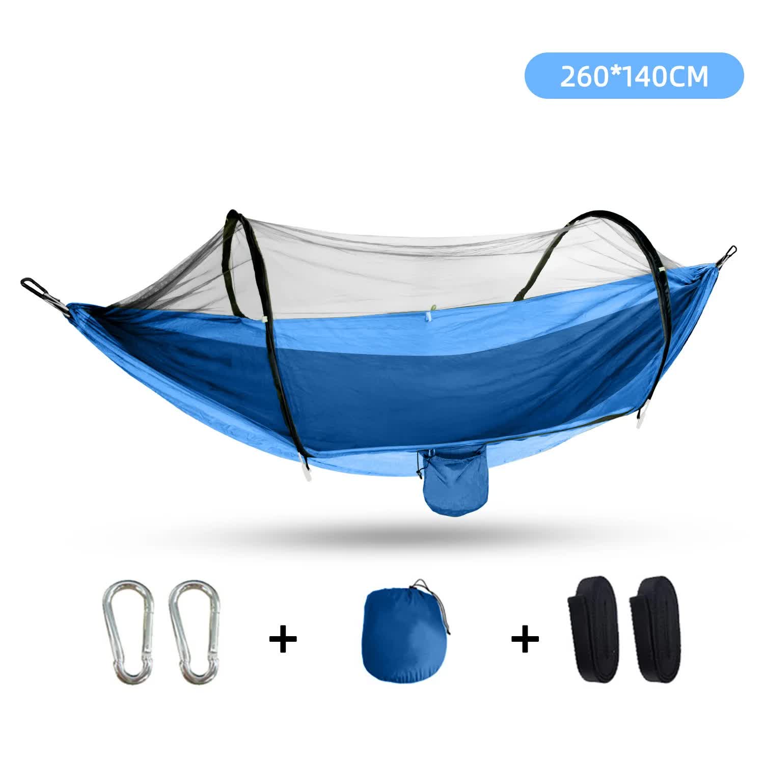 V888-ELOSUNG10736-205692-00 Outdoor Camping Hammock with Mosquito Net - Lightweight 260x140cm, Portable Travel & Hiking Gear Blue - Image 1