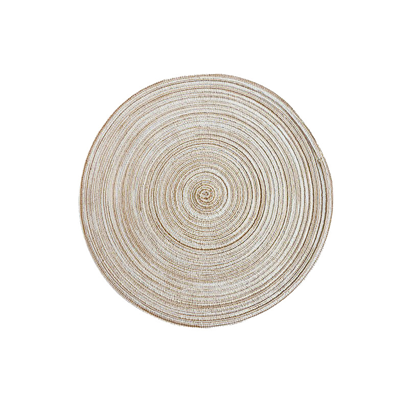 V888-ELOSUNG10746-205623-00 Round Woven Placemats -Colorful Braided Table Mats for Dining & Home Decor 11cm 10pcs beige - Image 1