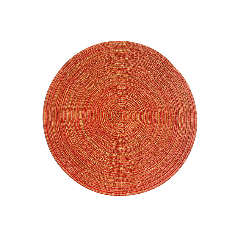 V888-ELOSUNG10763-205640-00 Round Woven Placemats -Colorful Braided Table Mats for Dining & Home Decor 30cm 10pcs orange - Image 1