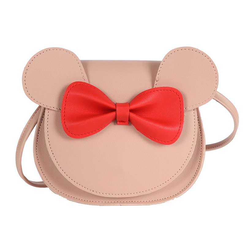 V888-ELOSUNG10874-205871-00 Adorable Bow Bear Crossbody Bag for Kids - khaki Small Shoulder Bag 13*13*5cm - Image 1