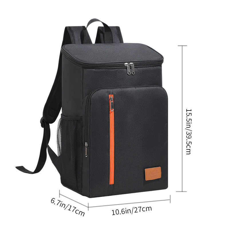 V888-ELOSUNG10905-205958-00 Insulated Cooler Backpack- Stylish Portable Fresh-keeping Picnic Outdoor Backpack and Travel Bag 18L (Black) - Image 1