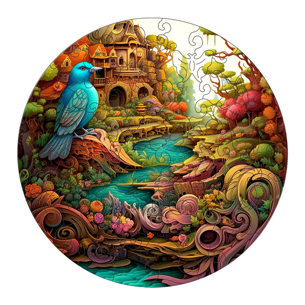 V888-ELOSUNG10979-206029-00 Fantasy Bird Wooden Puzzle - Intricate Nature-Themed Circular Puzzle(L-paper box-H187) - Image 1