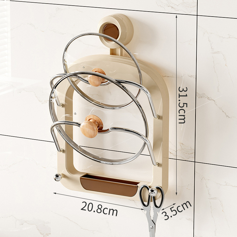 V888-ELOSUNG11230-208648-00 Wall-Mounted Pot Lid Organizer Rack - Kitchen Storage Holder with Adhesive Mount (31.5 x 20.8 x 3.5 cm) - Image 1