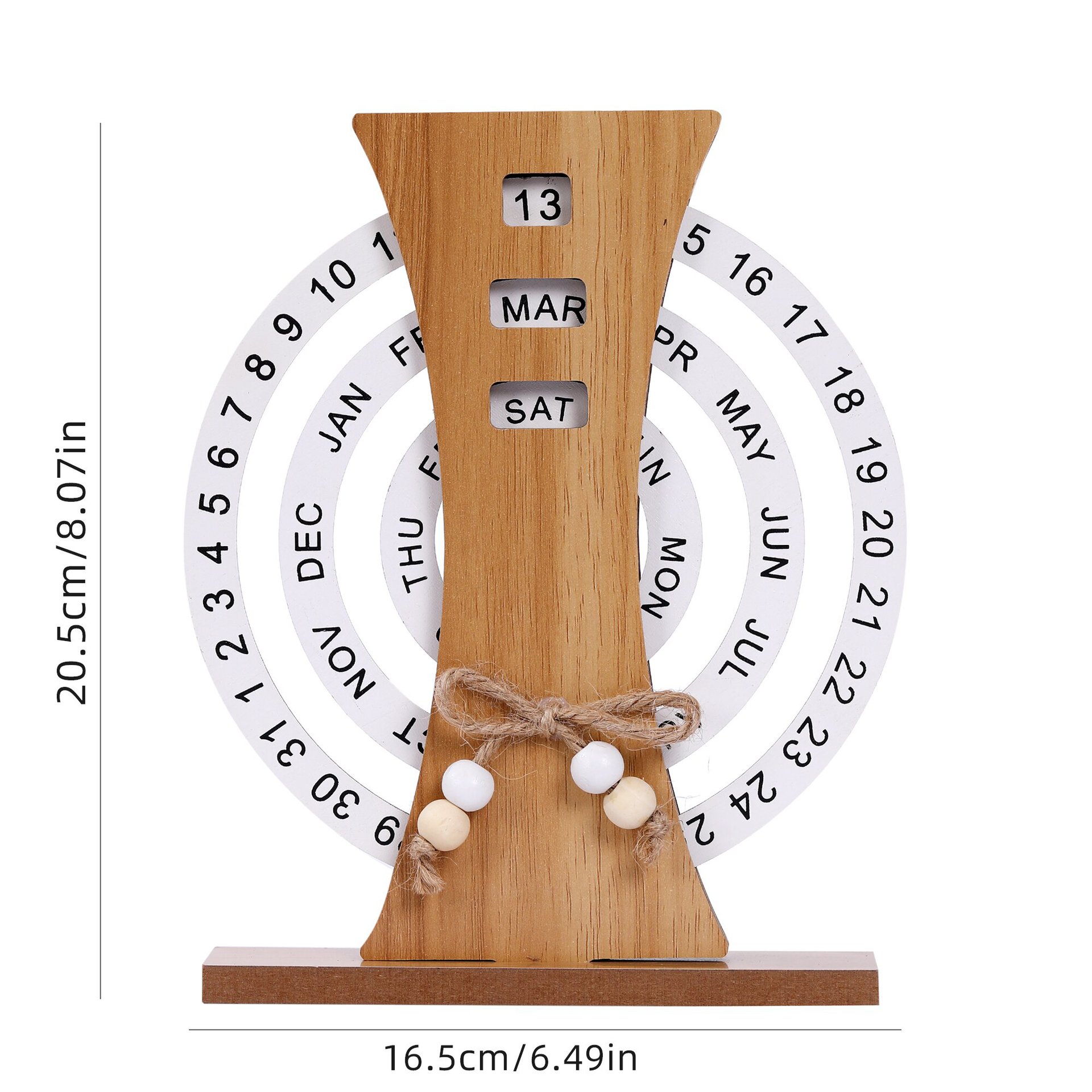 V888-ELOSUNG11244-208661-00 Rustic Perpetual Wooden Calendar | Decorative Home & Desk Accessory (Ferris wheel shape) - Image 1