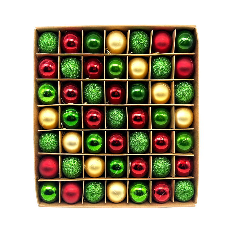 V888-ELOSUNG11314-209208-00 49-Piece Christmas Ornament Set - 3cm Red, Green,Gold Baubles for Christmas Tree Decoration - Image 1