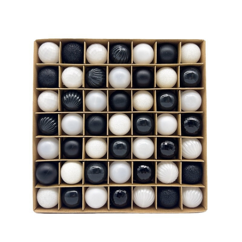 V888-ELOSUNG11316-209206-00 49-Piece Christmas Ornament Set - 3cm Black, White Baubles for Christmas Tree Decoration - Image 1