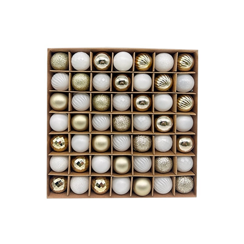 V888-ELOSUNG11317-209205-00 49-Piece Christmas Ornament Set - 3cm White, Gold Baubles for Christmas Tree Decoration - Image 1