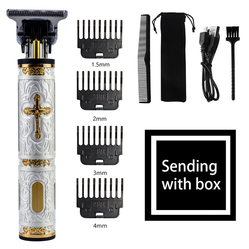 V888-ELOSUNG11347-209309-00 Vintage-Style Cordless Hair Trimmer with Precision Attachments - Rechargeable with USB, Comb, and Storage Bag - Image 1