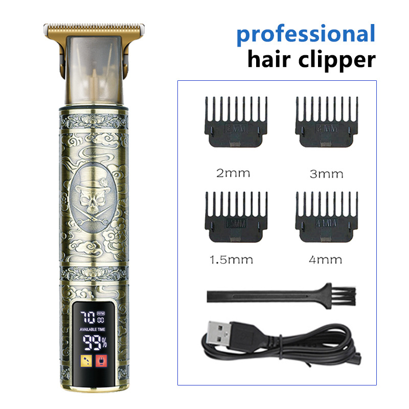 V888-ELOSUNG11360-209322-00 Professional Skull Design Hair Clipper - Cordless Hair Trimmer with Digital Display, Adjustable Guards, and USB Charging - Image 1