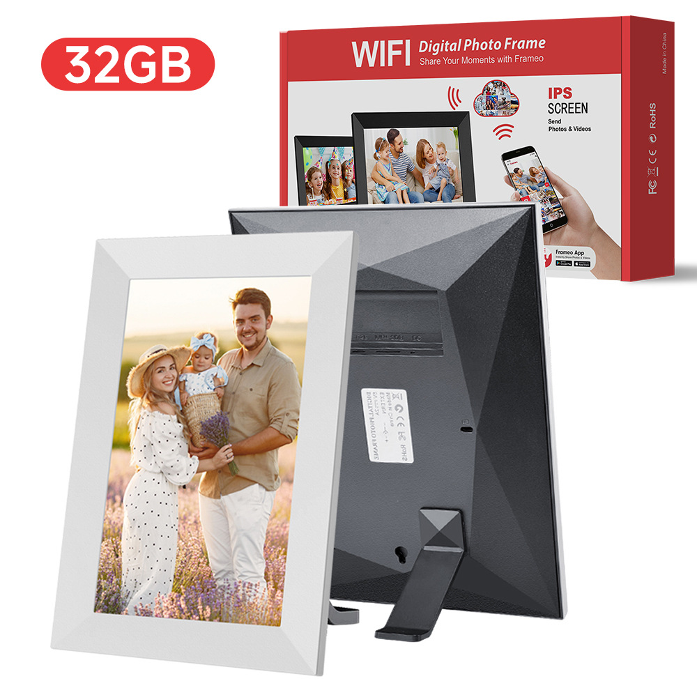 V888-ELOSUNG11407-209586-00 White 32GB Storage 10-Inch WiFi Digital Photo Frame | HD Display + Remote Photo/Video Sharing via App | - Image 1