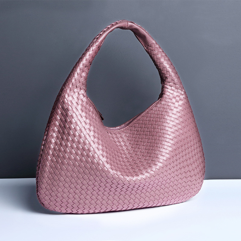 V888-ELOSUNG11525-209446-00 Lotus purple Elegant Woven PU Leather Hobo Bag - Stylish Large-Capacity Shoulder Handbag for Women - Image 1