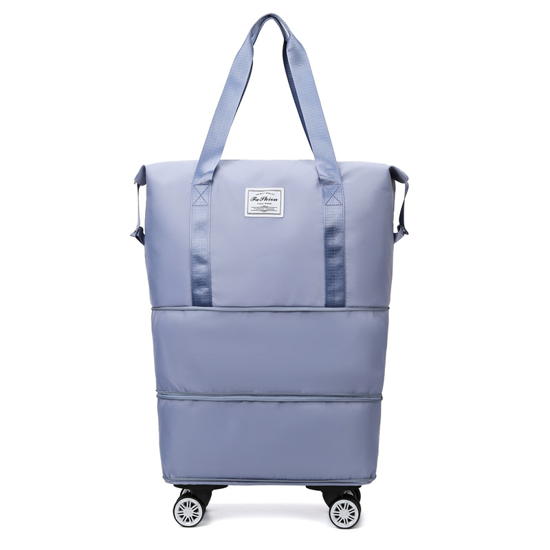 V888-ELOSUNG11531-209452-00 Blue Large Capacity Foldable Travel Bags with Wheels - Lightweight Waterproof Duffel Totes - Image 1