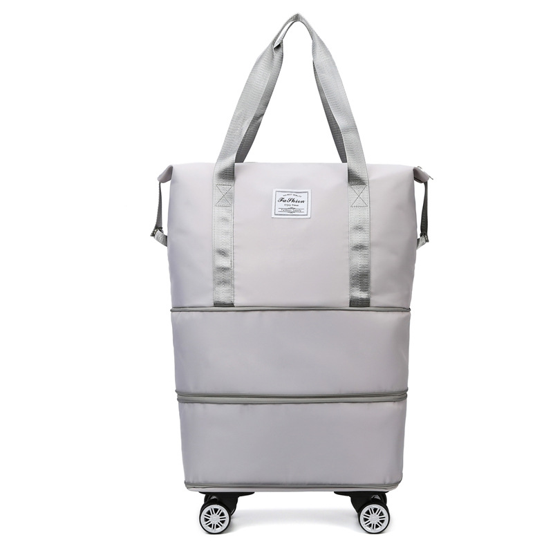 V888-ELOSUNG11532-209453-00 Gray Large Capacity Foldable Travel Bags with Wheels - Lightweight Waterproof Duffel Totes - Image 1