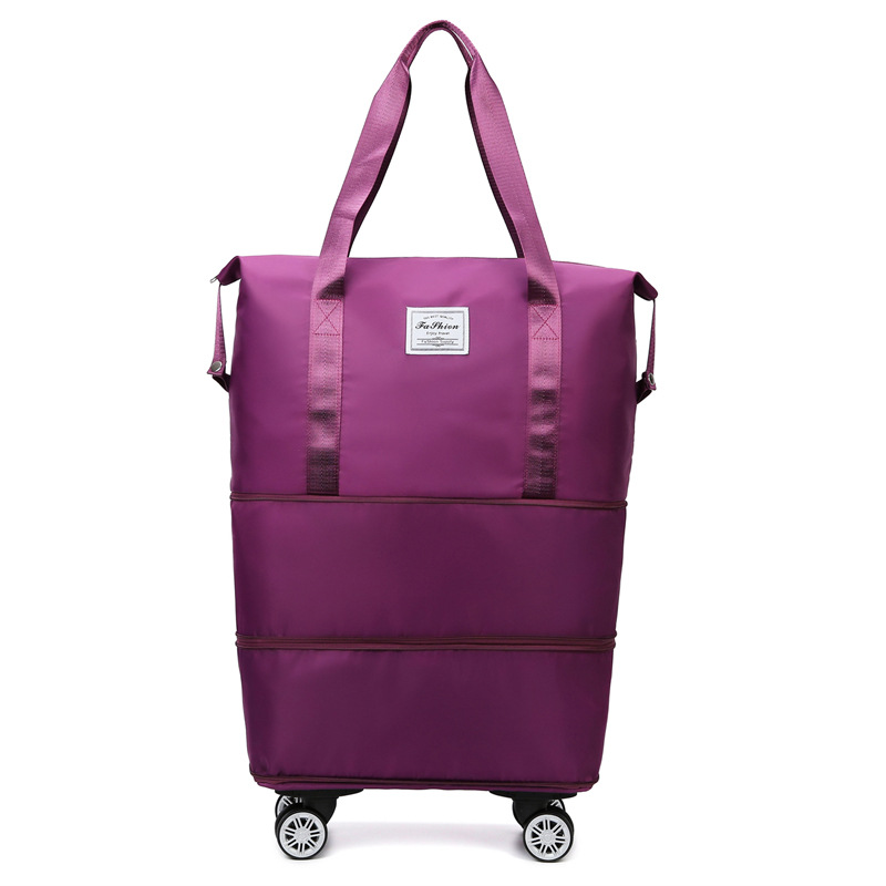 V888-ELOSUNG11534-209455-00 Purple Large Capacity Foldable Travel Bags with Wheels - Lightweight Waterproof Duffel Totes - Image 1