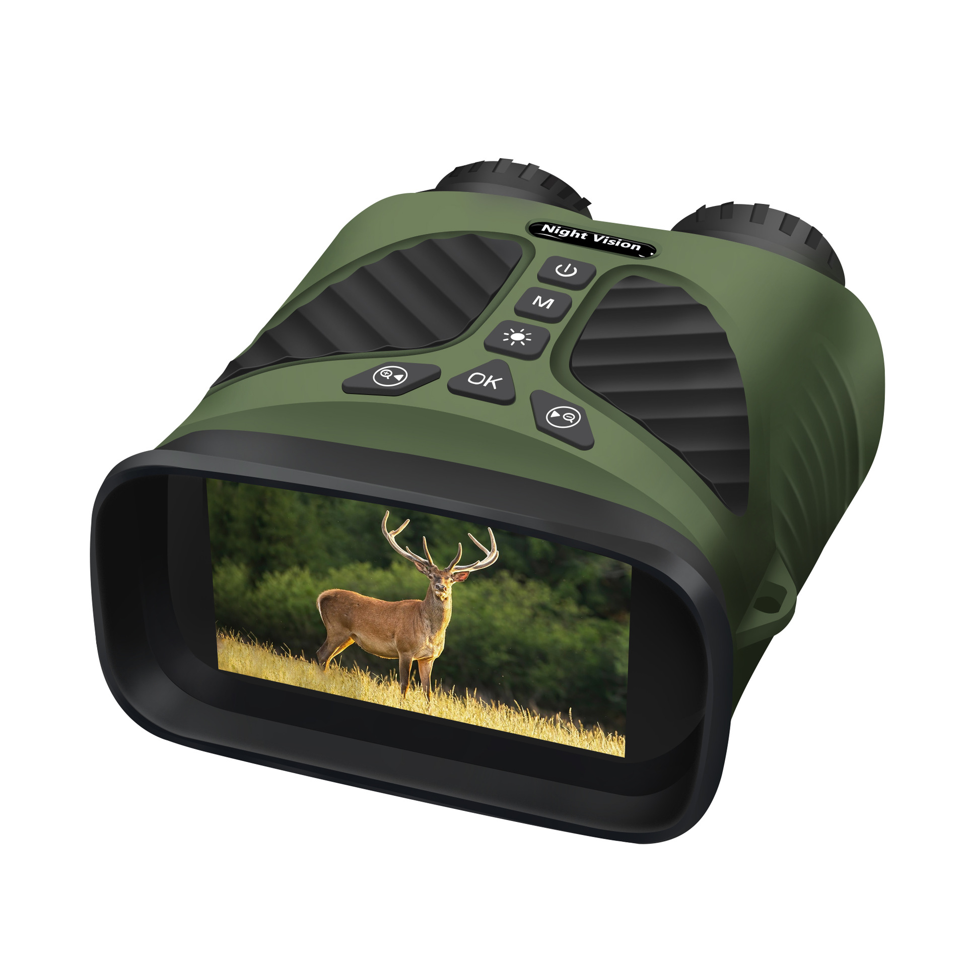 V888-ELOSUNG11665-209649-00 Green Digital Night Vision Binoculars - 3.0'' IPS Screen, 10X Optical Zoom, 2.5K Video Recording, Infrared for 300m Range - Image 1