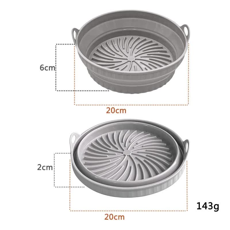 V888-ELOSUNG11727-209816-00 3D Round Air Fryer Silicone Liners - Food-Grade, Non-Stick, Reusable Basket Mats for Air Fryers, Ovens, and Microwaves (4 PCS Gray) - Image 1