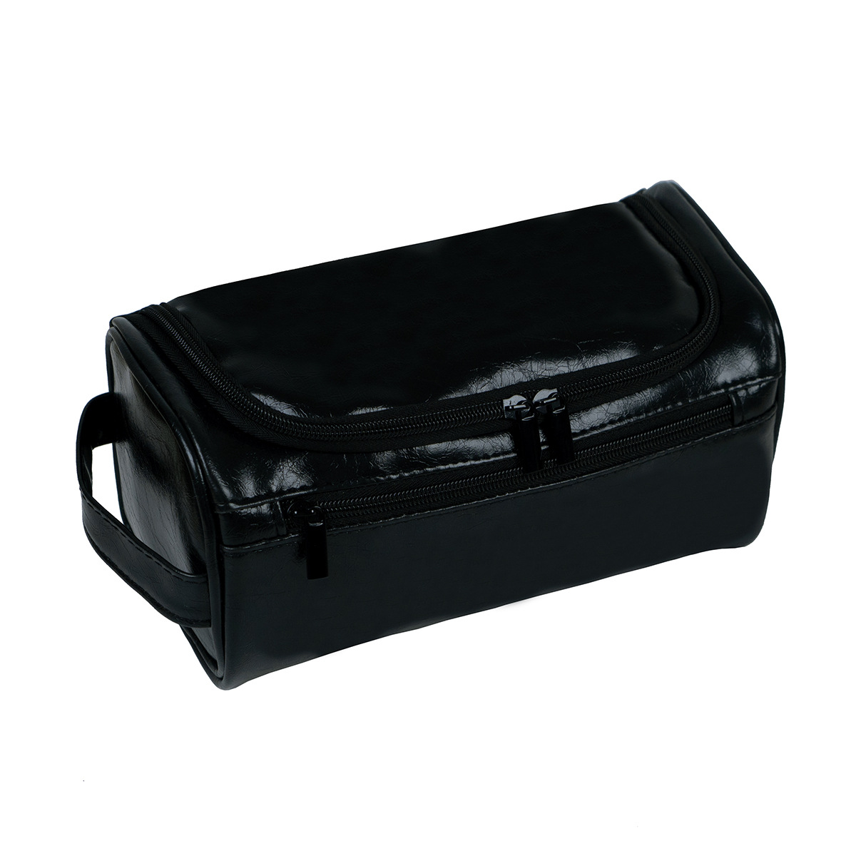 V888-ELOSUNG11755-209876-00 Black Large Capacity PU Leather Travel Toiletry Bag - Portable Waterproof Makeup Organizer for Business & Vacation - Image 1