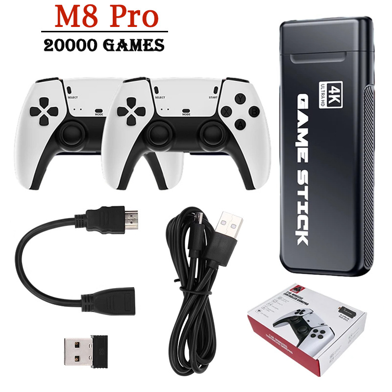 V888-ELOSUNG11919-210691-00 M8Pro HD TV Game Console - HDMI Retro Home Gaming System with Wireless Dual Joystick Controller, PS1 Arcade Games, 128GB + 30,000 Games (No Storage Card Included) - Image 1
