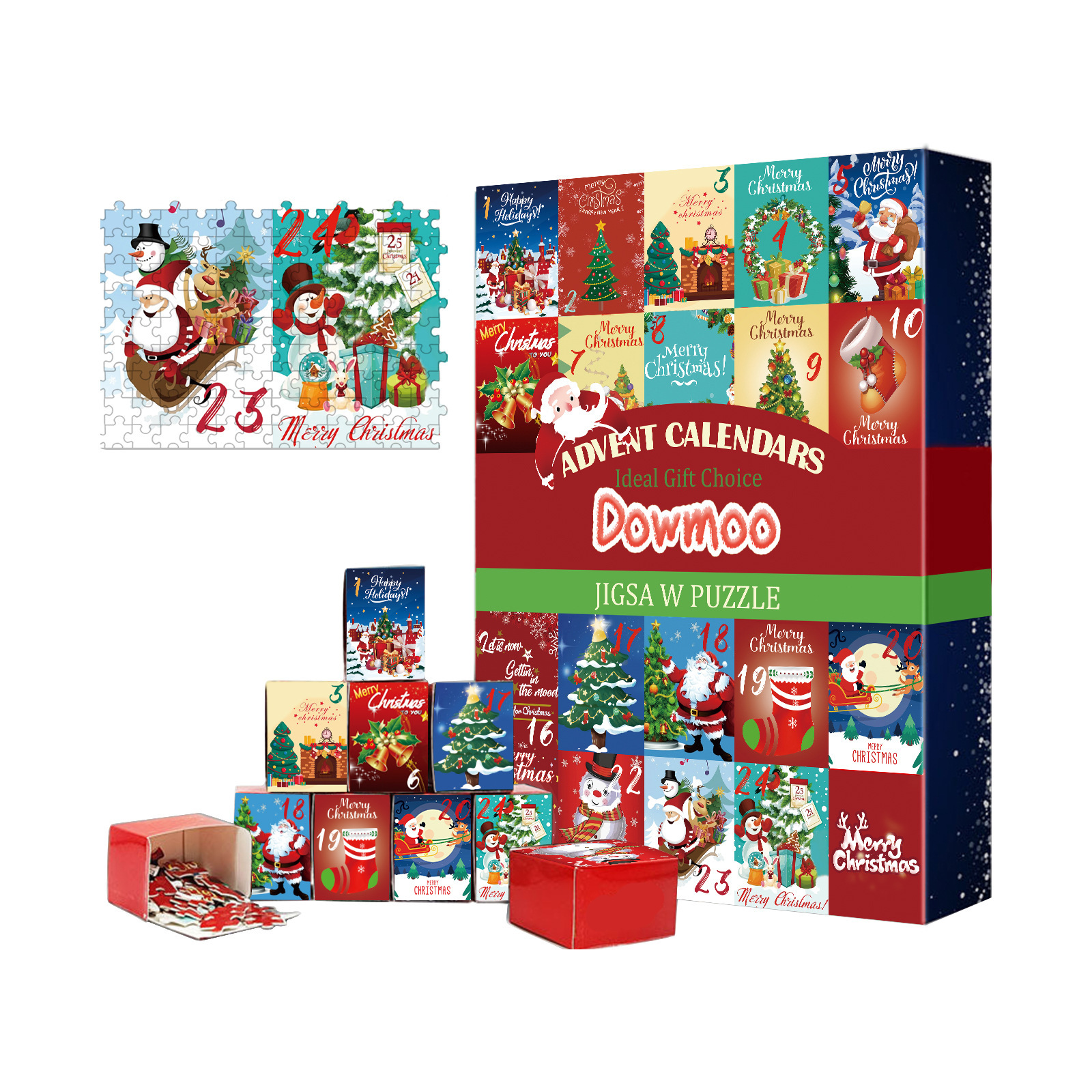 V888-ELOSUNG11956-211166-00 Dowmoo Christmas Advent Calendar Puzzle - 24-Piece Puzzle Surprise Countdown for Kids - Image 1