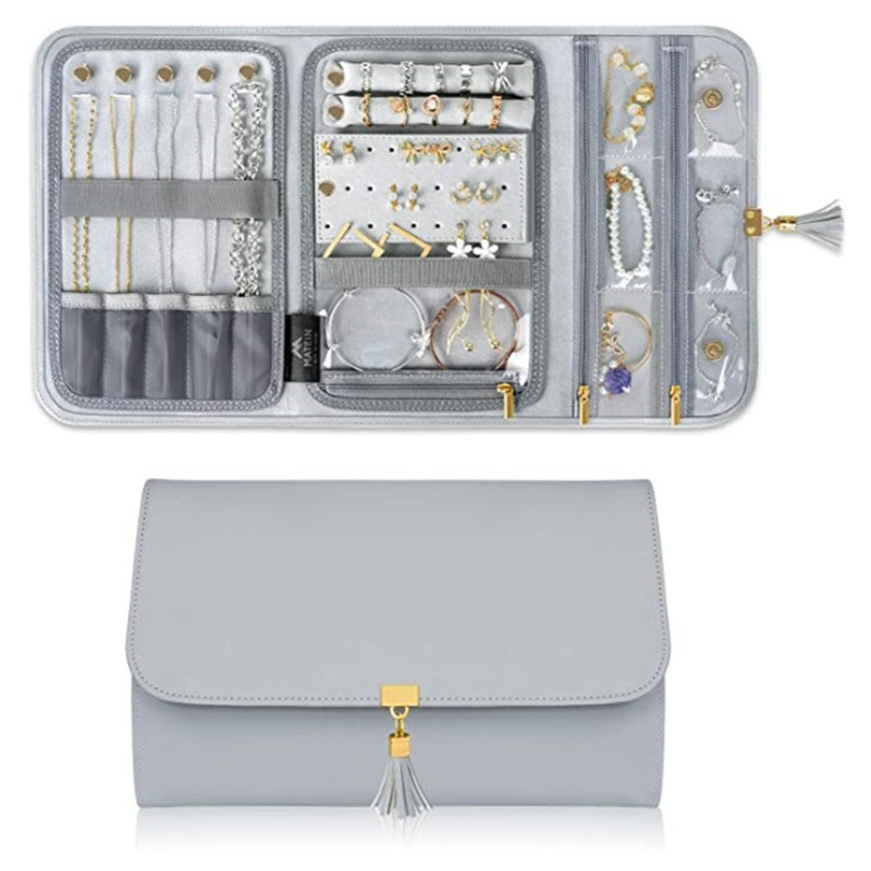 V888-ELOSUNG11966-211069-00 Foldable Jewelry Storage Travel Organizer - Portable Multi-Compartment Jewelry Case for Rings, Earrings, and More - Image 1