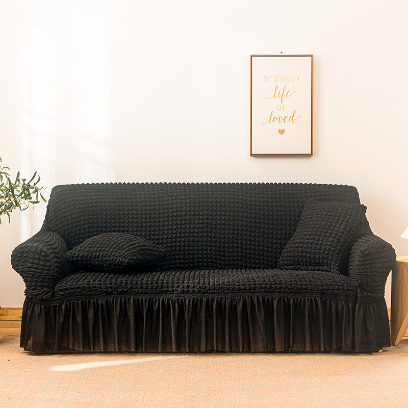 V888-ELOSUNG1223-202503-00 Elastic sofa cover black (145-185cm) - Image 1