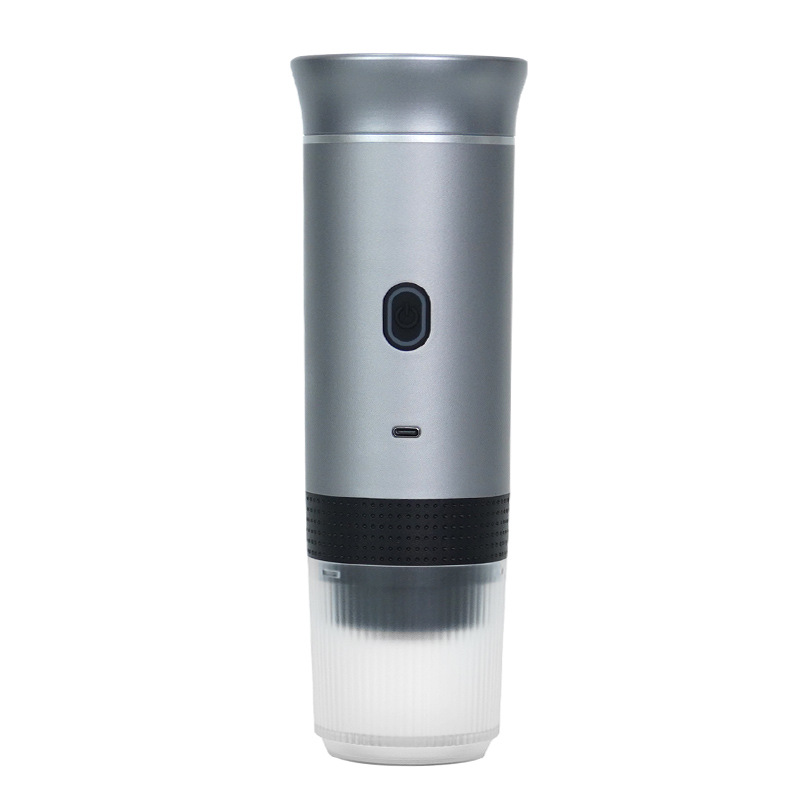 V888-ELOSUNG12239-211099-00 Metallic Silver Portable Espresso Coffee Machine - Universal 3-in-1 Capsule, Coffee Powder, and Espresso Maker - Image 1