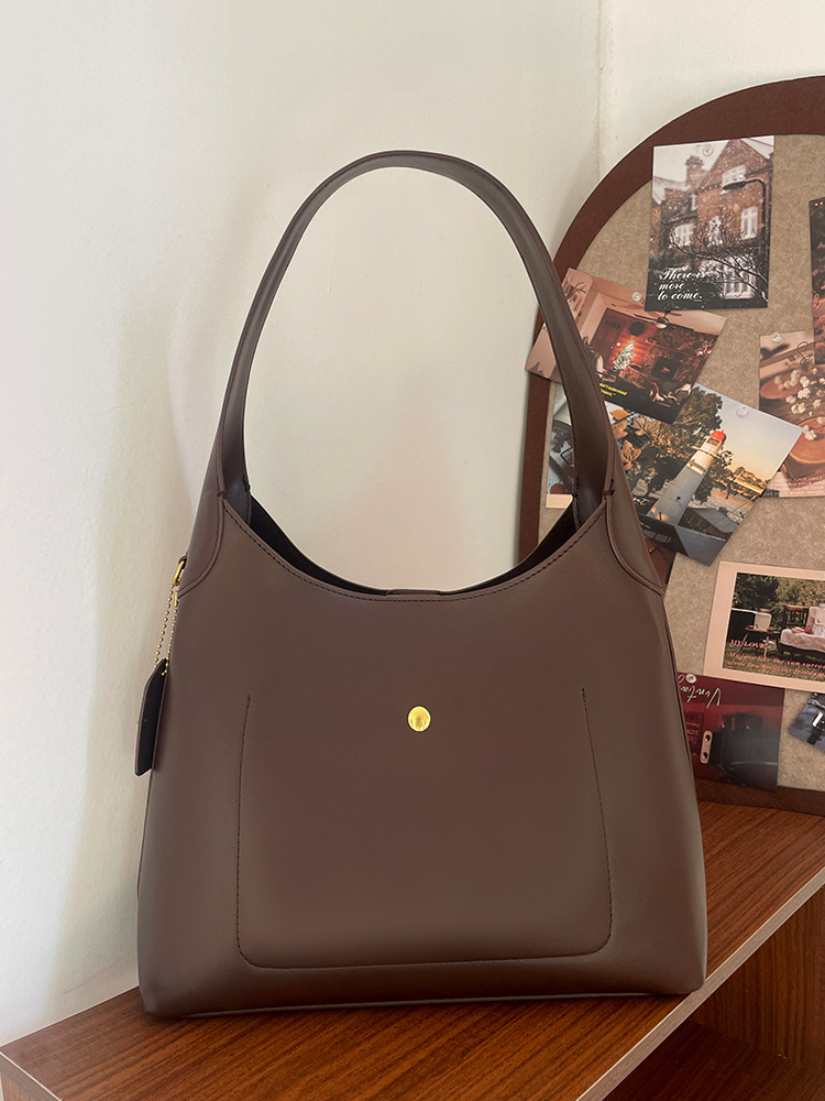 V888-ELOSUNG12279-211278-00 Brown Oil-Wax Leather Style Casual Shoulder Bag, Versatile Handbag and Crossbody Tote for Women - Image 1