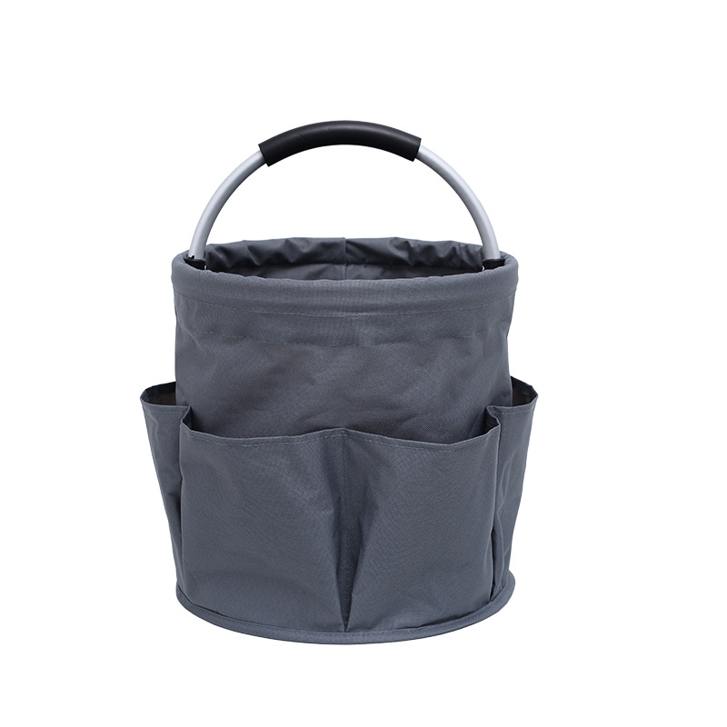 V888-ELOSUNG12308-211458-00 Dark Grey Portable Picnic Basket, Foldable Outdoor Beach Basket with Handle, Multi-Use Storage and Wash Bag - Image 1