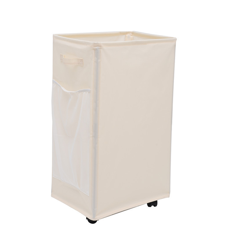 V888-ELOSUNG12314-211464-00 White Foldable Yoga Storage Basket, Oxford Fabric Laundry Hamper, Multi-Purpose Organizer for Toys and Bathroom Essentials - Image 1