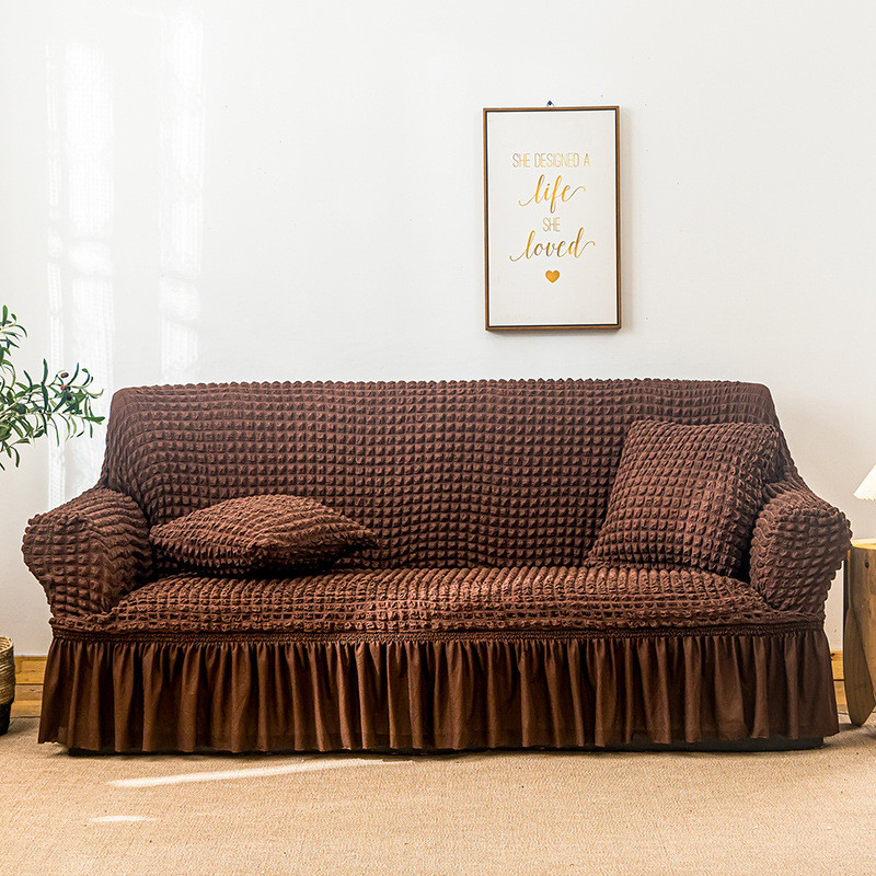 V888-ELOSUNG1240-202490-00 Elastic sofa cover coffee color (235-300cm) - Image 1