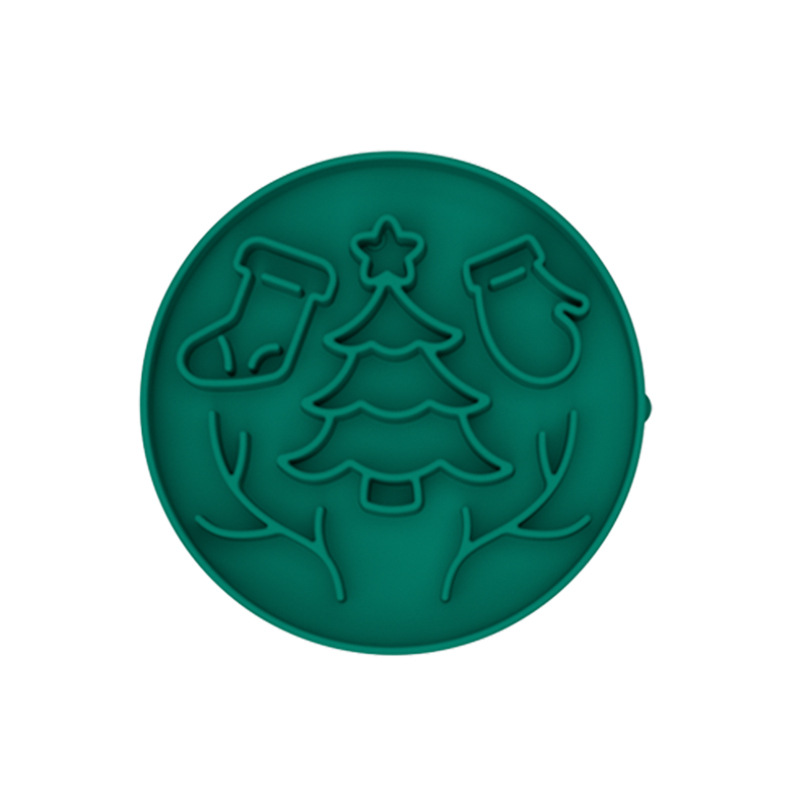 V888-ELOSUNG12417-212022-00 Green Silicone Slow Feeder Bowl for Dogs - Anti-Choking Christmas-Themed Lick Mat - Image 1