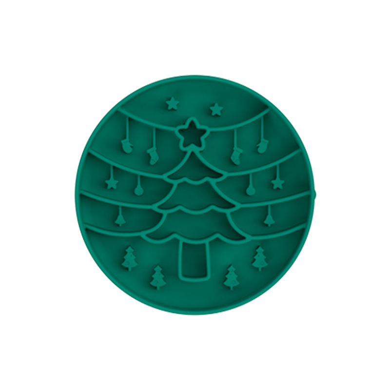 V888-ELOSUNG12418-212023-00 Green Silicone Slow Feeder Bowl for Dogs - Anti-Choking Christmas-Themed Lick Mat - Image 1