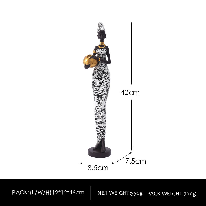 V888-ELOSUNG12455-211793-00 White Exotic African Woman Figurine - Elegant Resin Sculptures for Home Decor - Image 1