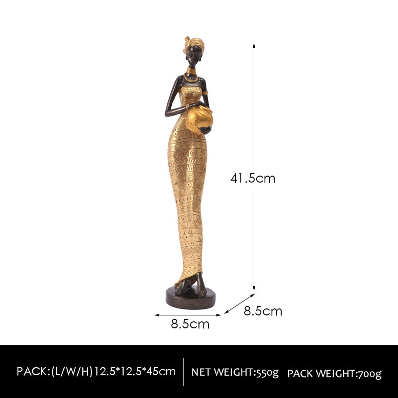 V888-ELOSUNG12459-211815-00 Exotic African Woman Figurine - Elegant Resin Sculptures for Home Decor - Image 1