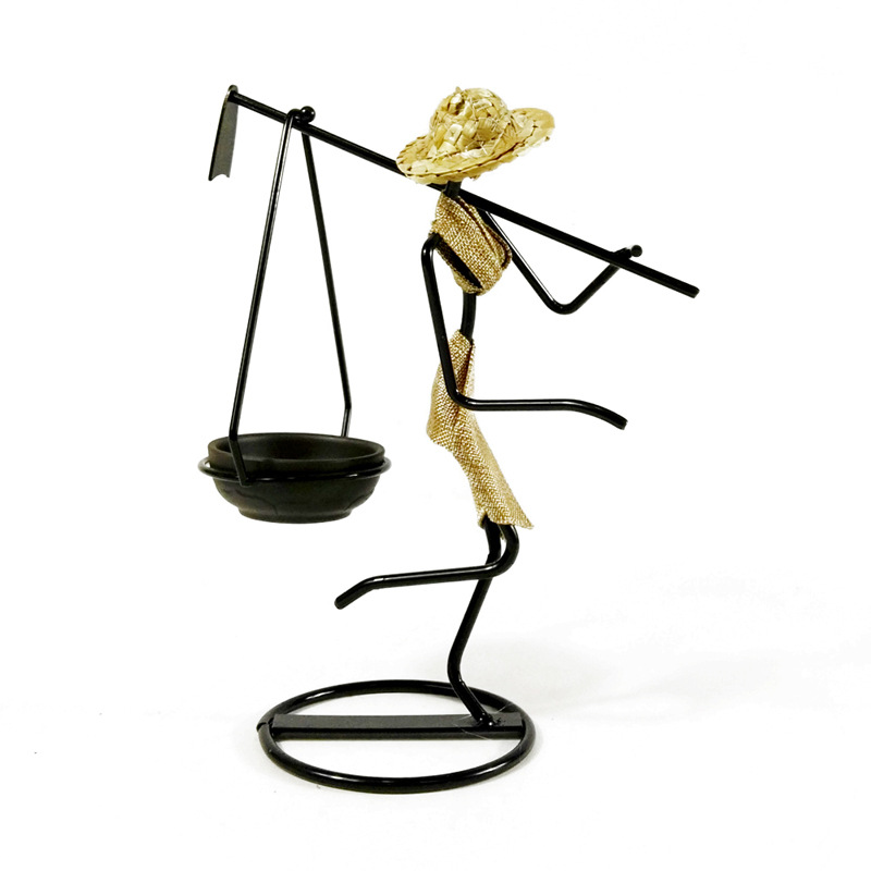 V888-ELOSUNG12490-212111-00 Long Golden Dress Modern Iron Art Candle Holder - Stylish Decorative Candle Stand for Living Room, Dining Room, and Study - Image 1