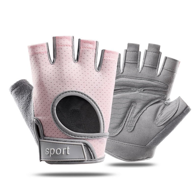 V888-ELOSUNG12505-212176-00 M Pink Silicone Padded Workout Gloves - Non-Slip Weightlifting Gloves for Enhanced Grip and Palm Protection - Image 1